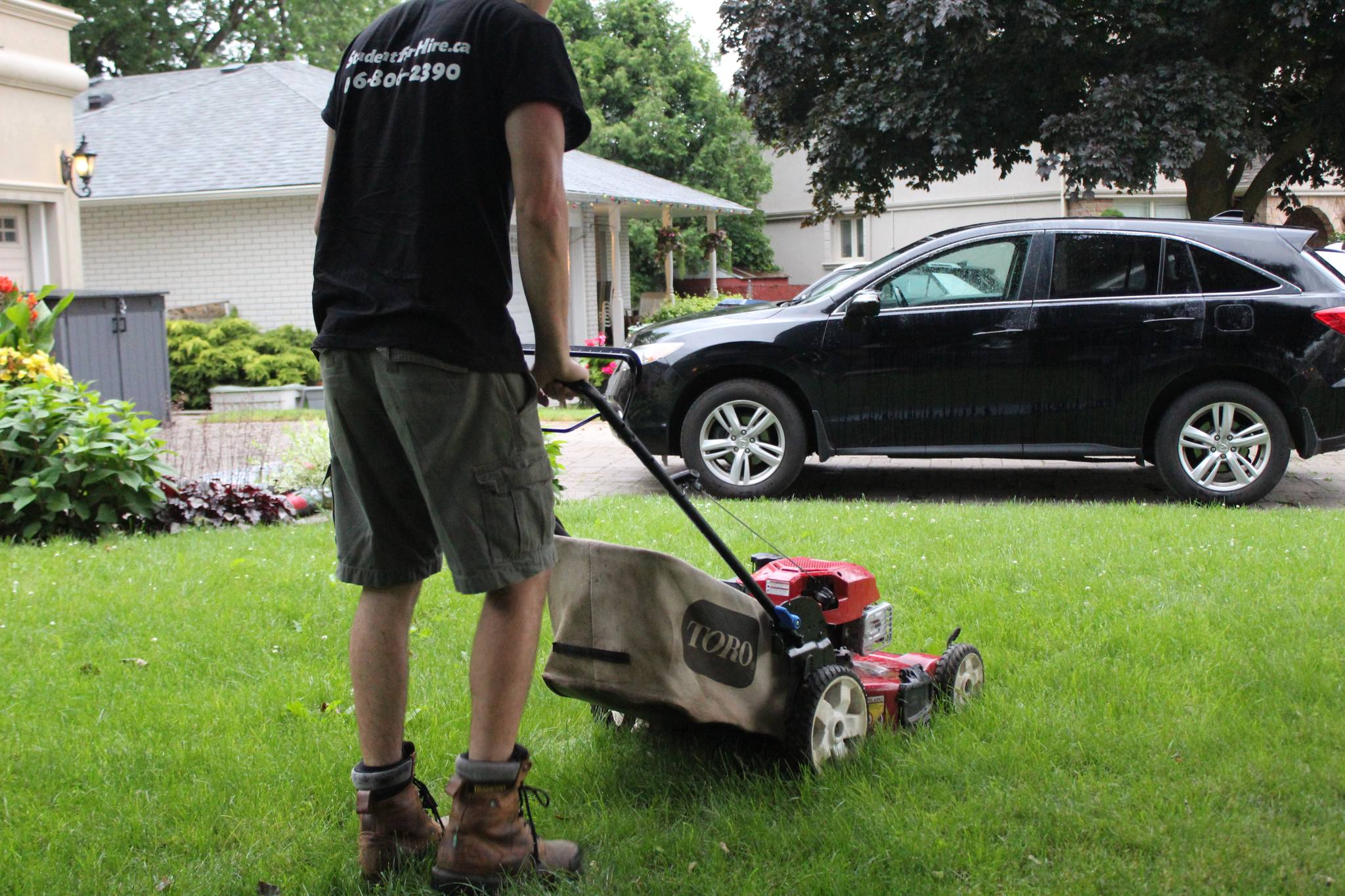 Person Mowing the Lawn